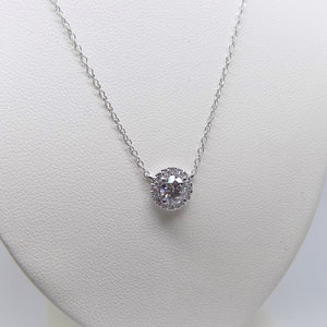 9ct White Gold Diamond Halo Round Brilliant Centre Lab Grown Diamond 0.50ct Pendant SKU 7741900