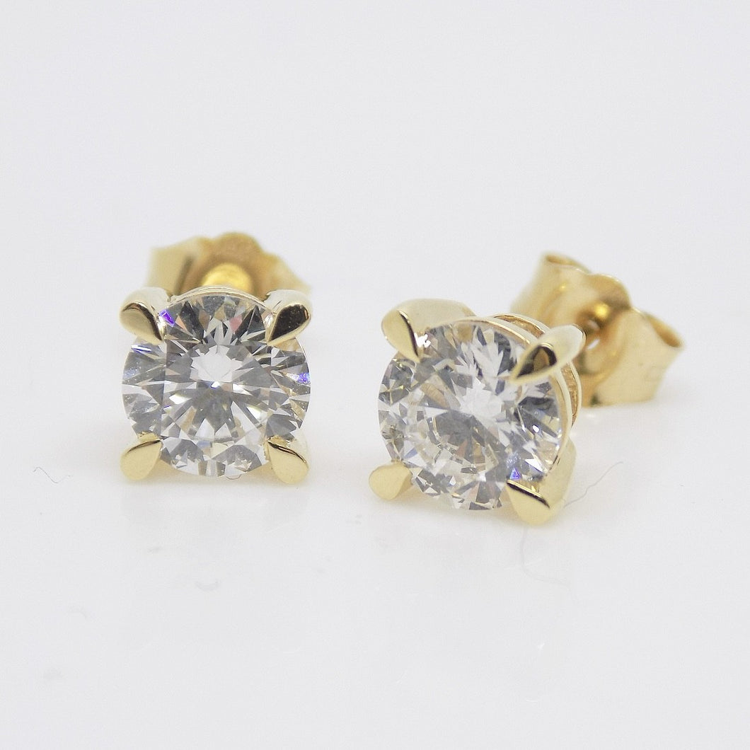 18ct Yellow Gold 4 Talon Claw, Round Brilliant Lab Grown Diamond Stud Earrings 1.52CT SKU 7743703