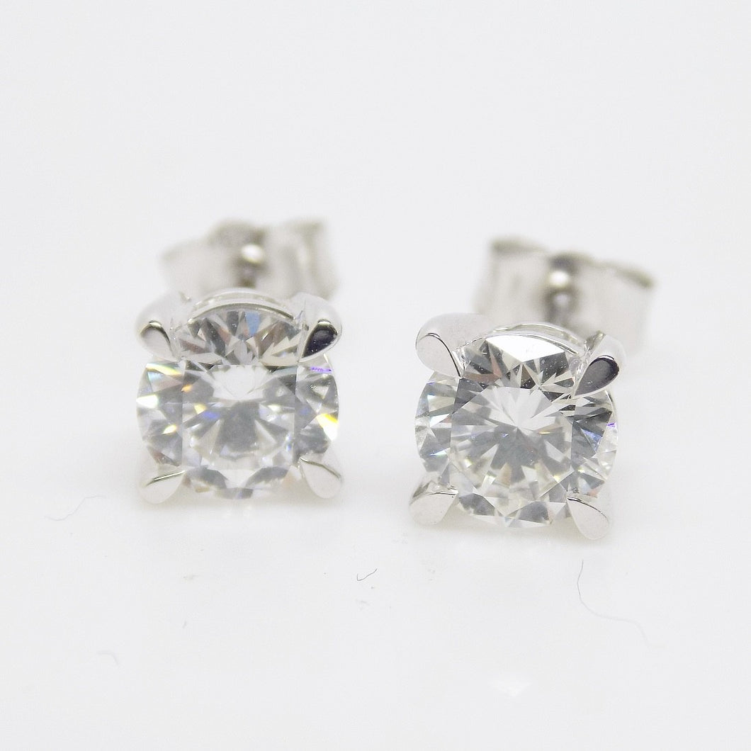 18ct White Gold 4 Talon Claw, Round Brilliant Lab Grown Diamond Stud Earrings 1.57CT SKU 7743702