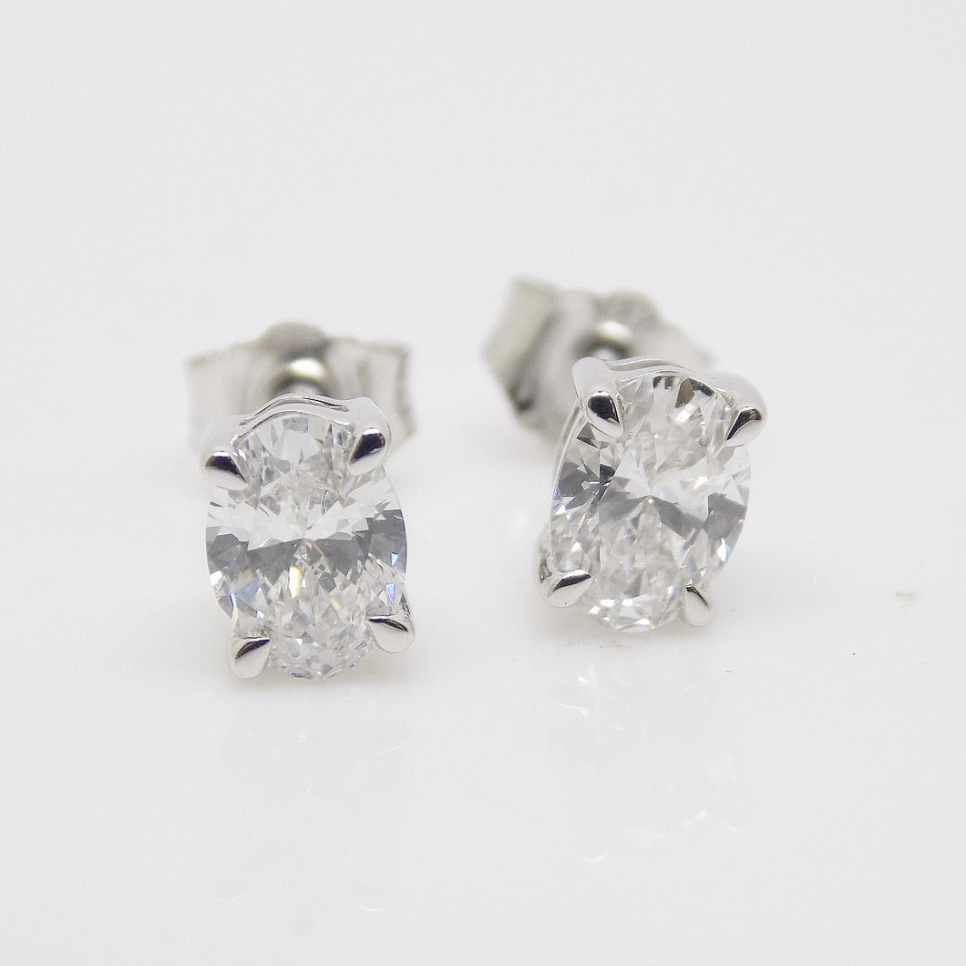18ct White Gold Oval Lab Grown Diamond Stud Earrings 1.03ct SKU 7743833