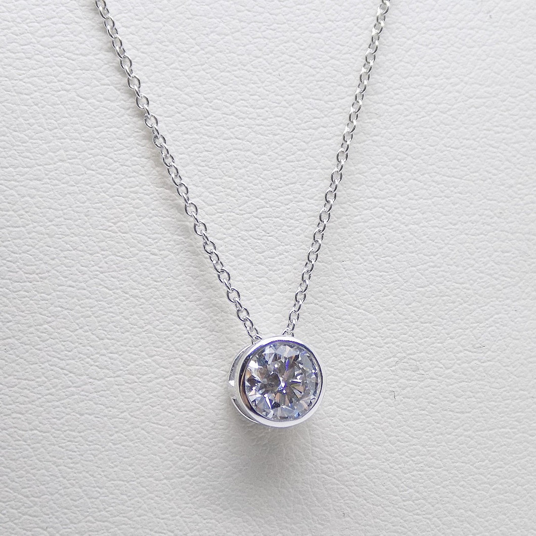 18ct White Gold Round Brilliant Rubover Lab Grown Diamond Pendant 0.50ct SKU 7743835