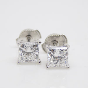 18ct White Gold Princess Cut Lab Grown Diamond Stud Earrings 2.00ct SKU 7743836