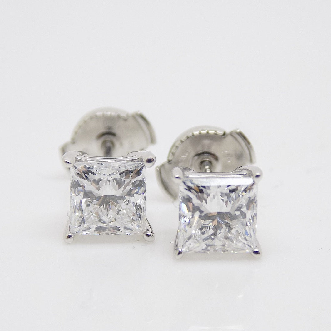 18ct White Gold Princess Cut Lab Grown Diamond Stud Earrings 2.00ct SKU 7743836