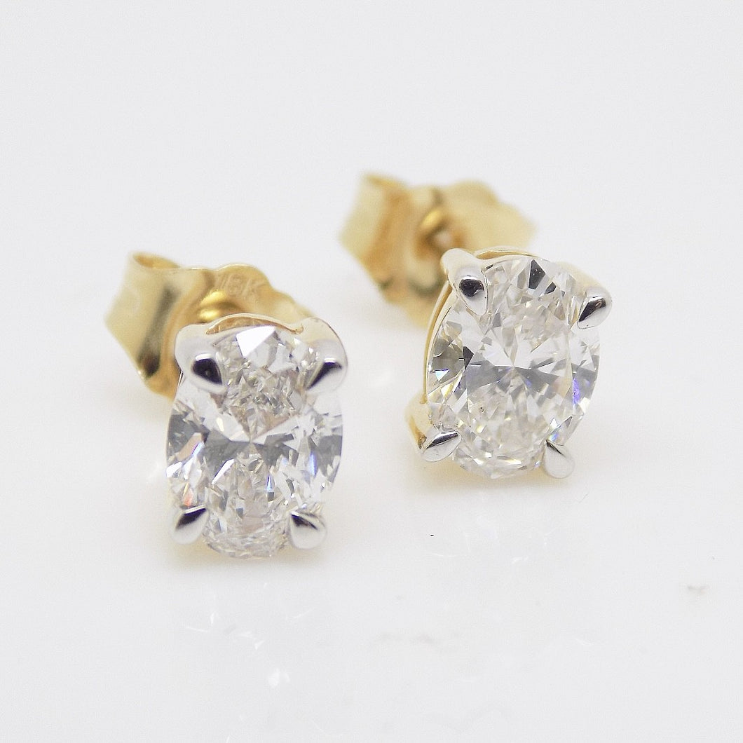 18ct Yellow Gold Oval Lab Grown Diamond Stud Earrings 1.07ct SKU 7743838