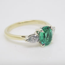 Load image into Gallery viewer, 9ct Yellow Gold Oval Lab Grown Emerald and Pear Cut Lab Grown Diamonds SKU 7754006
