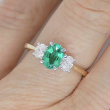 Load image into Gallery viewer, 9CT Yellow Gold Oval Cut Lab Grown Emerald and Oval Cut Lab Grown Diamonds SKU 7754007
