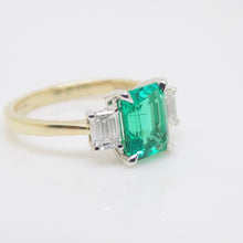 Load image into Gallery viewer, 9CT Yellow Gold Emerald Cut Lab Grown Emerald and Lab Grown Octagon Side Diamonds SKU 7754009

