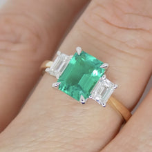 Load image into Gallery viewer, 9CT Yellow Gold Emerald Cut Lab Grown Emerald and Lab Grown Octagon Side Diamonds SKU 7754009
