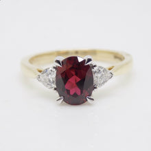 Load image into Gallery viewer, 9CT Yellow Gold Oval Cut Lab Grown Ruby and Trillion Lab Grown Diamonds SKU 7756007
