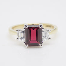 Load image into Gallery viewer, 9ct Yellow Gold Emerald Cut Lab Grown Ruby and Lab Grown Trapezoid Diamonds SKU 7756008
