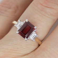 Load image into Gallery viewer, 9ct Yellow Gold Emerald Cut Lab Grown Ruby and Lab Grown Trapezoid Diamonds SKU 7756008
