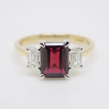 Load image into Gallery viewer, 9ct Yellow Gold Lab Grown Emerald Cut Ruby and Lab Grown Octagon Side Diamonds SKU 7756009
