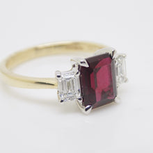 Load image into Gallery viewer, 9ct Yellow Gold Lab Grown Emerald Cut Ruby and Lab Grown Octagon Side Diamonds SKU 7756009
