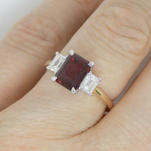 Load image into Gallery viewer, 9ct Yellow Gold Lab Grown Emerald Cut Ruby and Lab Grown Octagon Side Diamonds SKU 7756009
