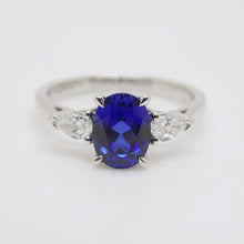 Load image into Gallery viewer, 9ct White Gold Lab Grown Oval Sapphire and Lab Grown Pear Cut Diamonds SKU 7757001

