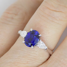 Load image into Gallery viewer, 9ct White Gold Lab Grown Oval Sapphire and Lab Grown Pear Cut Diamonds SKU 7757001
