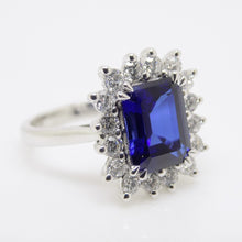 Load image into Gallery viewer, 9ct White Gold Emerald Cut Lab Grown Sapphire and Lab Grown Diamonds SKU 7757002
