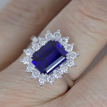 Load image into Gallery viewer, 9ct White Gold Emerald Cut Lab Grown Sapphire and Lab Grown Diamonds SKU 7757002
