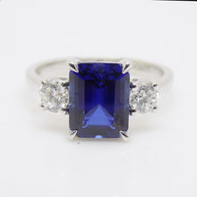 Load image into Gallery viewer, 9ct White Gold Emerald Cut Lab Grown Sapphire and Lab Grown Diamonds SKU 7757003
