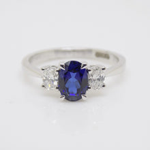 Load image into Gallery viewer, 9CT White Gold Oval Cut Lab Grown Sapphire and Oval Cut Lab Grown Diamonds SKU 7757007
