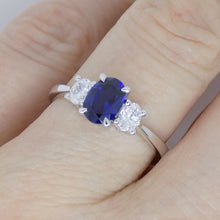 Load image into Gallery viewer, 9CT White Gold Oval Cut Lab Grown Sapphire and Oval Cut Lab Grown Diamonds SKU 7757007
