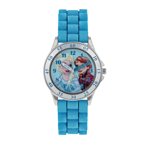 Kids blue silicone strap, Anna and Elsa Frozen Dial time teacher watch SKU 4017009