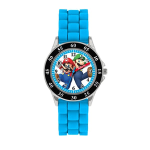 Kids blue silicone strap time teacher watch, Super Mario Dial SKU 4017002