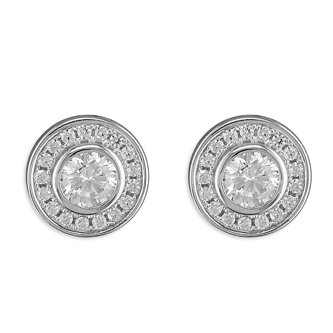 Sterling Silver CZ Halo Stud Earrings SKU 0107820