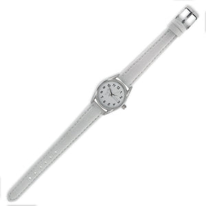 White Strap Plain Stainless Steel Silver Tone Case First Holy Communion Watch SKU 4017006