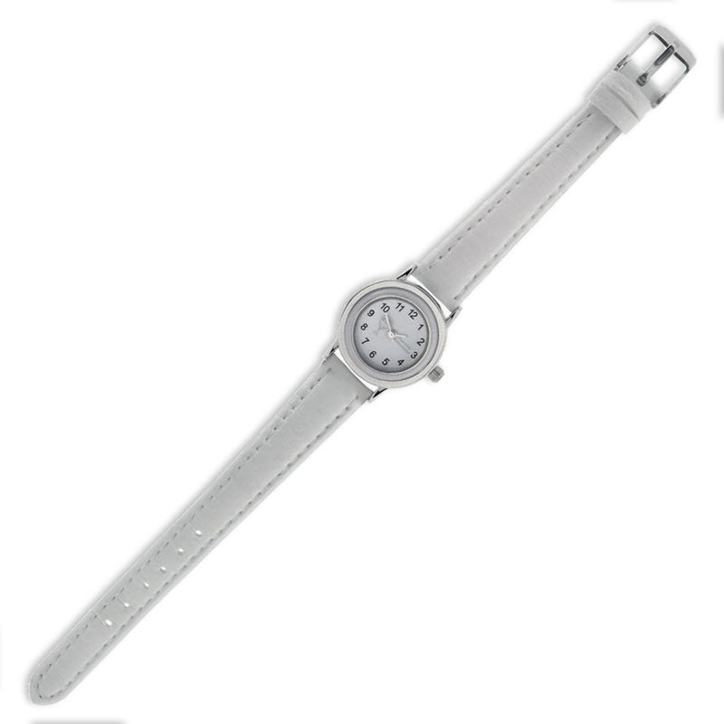 White Strap White Stainless Steel White Enamel Dial First Holy Communion Watch SKU 4017012