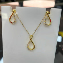 Load image into Gallery viewer, Sterling Silver Gold Finish Fancy Pendant and Earring Set SKU 0501500
