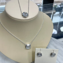 Load image into Gallery viewer, Sterling Silver Rubover Rectangle CZ Pendant, Bracelet and Earrings Set SKU 0501502

