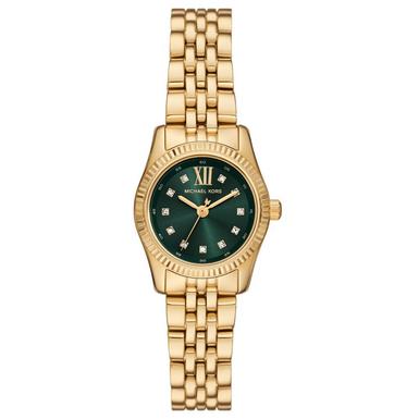 Ladies Michael Kors Gold Tone Stainless Steel, Green Cz Dial Watch SKU 4010125