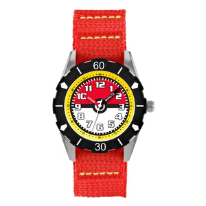 Kids Pokemon time teacher watch, red velcro strap SKU 4017001