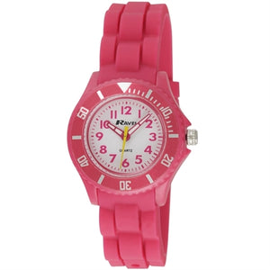 Kids pink silicone strap time teacher watch SKU 4017007