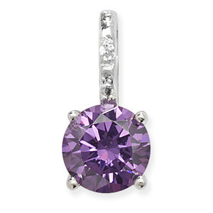 Sterling Silver Purple CZ & CZ Pendant SKU 0112999