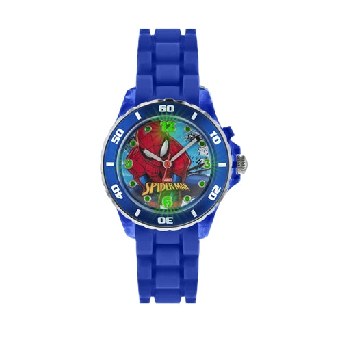 Kids blue silicone strap Spiderman dial time teacher watch SKU 4017004