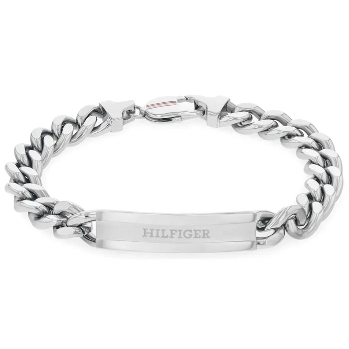 Tommy Hilfiger Gents Silver Tone Stainless Steel ID Bracelet SKU 3016090