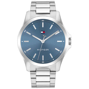 Tommy Hilfiger Gents Watch, Stainless Steel Silver Tone, Blue Dial SKU 4016299