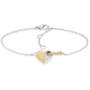 Tommy Hilfiger Ladies Two Tone Stainless Steel Heart Bracelet SKU 3016092