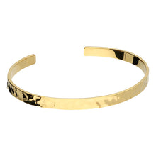 Load image into Gallery viewer, Sterling Silver Gold Finish Hammered Flat Cuff Bangle SKU 0102014
