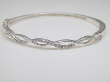 Load image into Gallery viewer, Sterling Silver CZ Wave Bangle SKU 0103004
