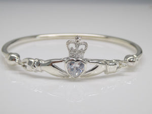 Sterling Silver CZ Claddagh Bangle SKU 0103009