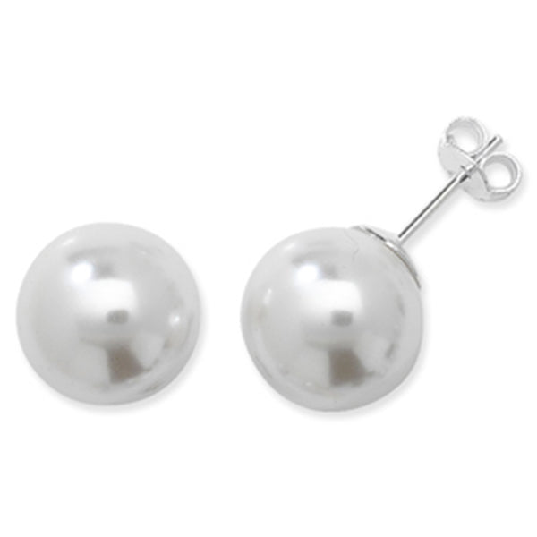 Sterling Silver 13mm Synthetic Pearl Ball Stud Earrings SKU 0106012