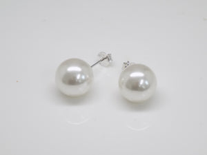 Sterling Silver 13mm Synthetic Pearl Ball Stud Earrings SKU 0106012