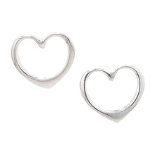 Load image into Gallery viewer, Sterling Silver Plain Open Heart Stud Earrings SKU 0106031
