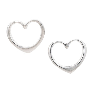 Sterling Silver Plain Open Heart Stud Earrings SKU 0106031