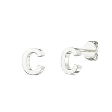 Load image into Gallery viewer, Sterling Silver Small Initial Stud Earrings
