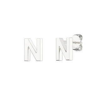 Sterling Silver Small Initial Stud Earrings
