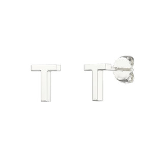 Sterling Silver Small Initial Stud Earrings